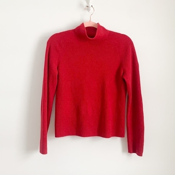 Tahari Red Mock Neck 100% Cashmere Sweater Medium - Picture 1 of 5